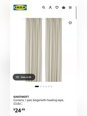 IKEA GINSTMOTT Beige Curtain Pair
